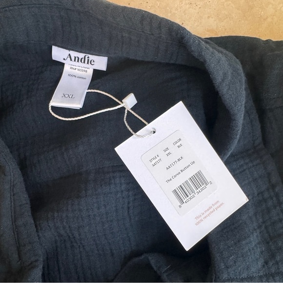 Andie Swim The Corvo Black Button Up Collared Long Sleeve Womens Size XXL Belted - Picture 13 of 16